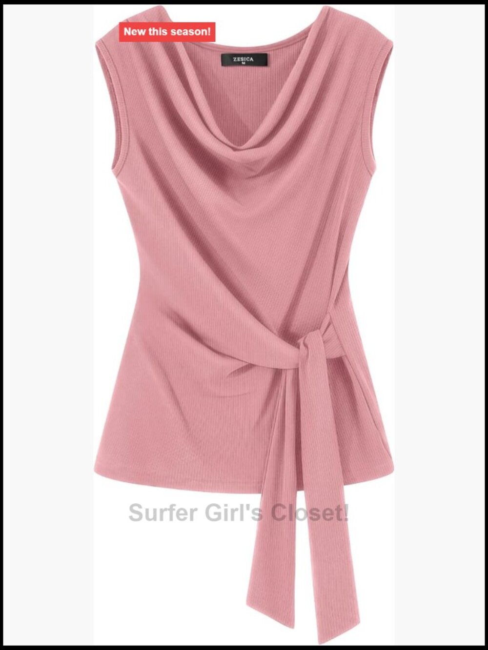 Women's Sleeveless Cowl Neck Tank Top Business Casual Ribbed Knit Blouse